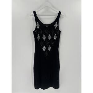 Maranda Gordon Dress Womens Medium Black Sleeveless Beaded Sequins Sheath Scoop